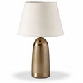 Lâmpada de mesa em metal dourado com abajur de tecido branco 30 x 30 x 50cm