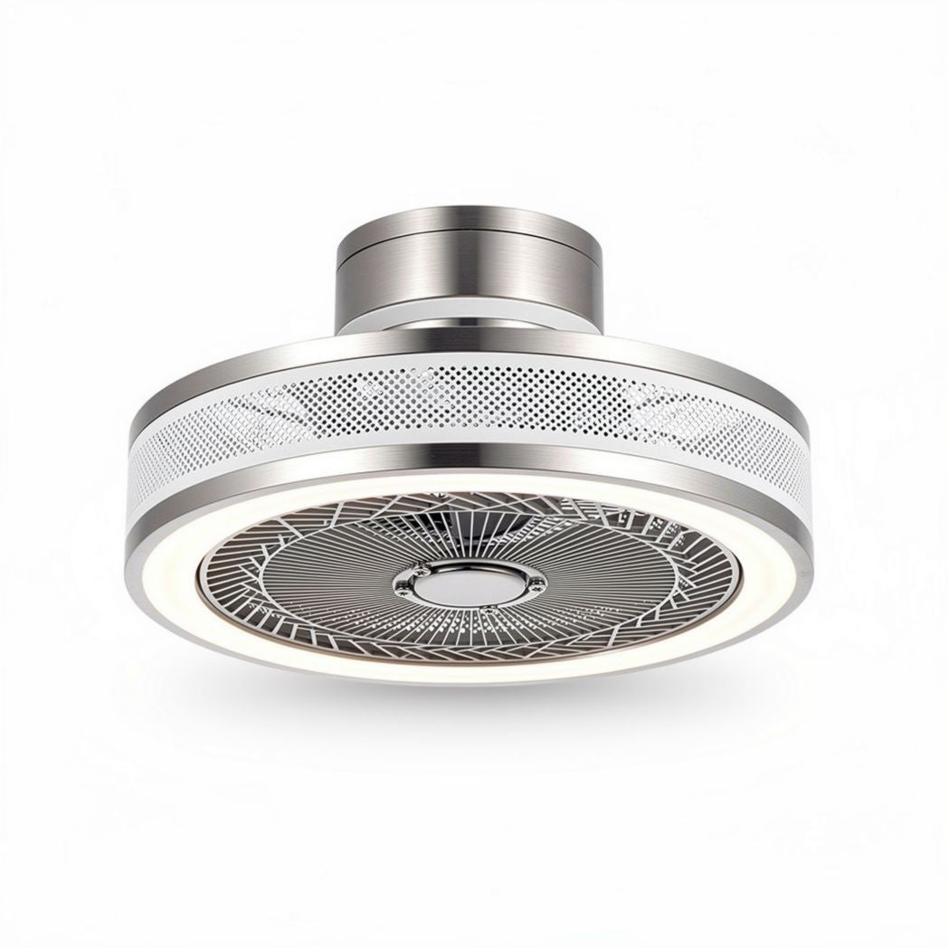 Ventilador de teto com iluminação LED design moderno metal prata 30 x 30 x 10cm