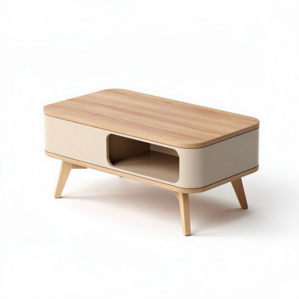 Mesa de centro em madeira com armazenamento 120 x 60 x 45cm cor natural