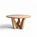 Mesa de centro redonda em madeira clara 90 x 90 x 75cm para salas de estar
